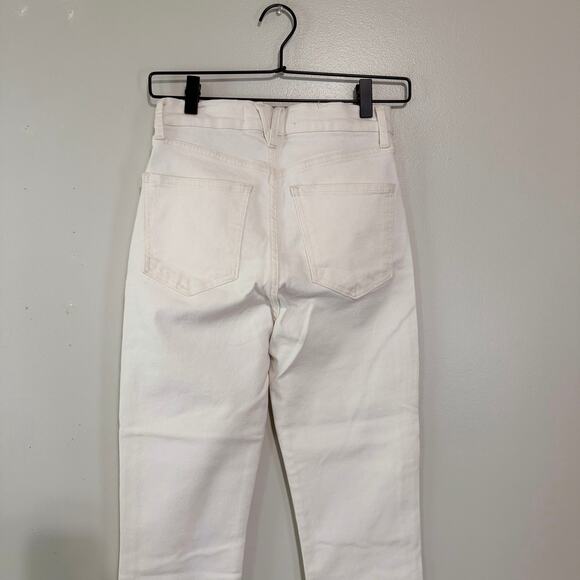 Veronica Beard White Carly Kick Flare High Rise Jeans Raw Hem Stretch Size 27 - Picture 10 of 13